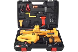 ROGTZ Electric Car Floor Jack Set 3 Ton All-in-one Automatic 12v Scissor Lift Jack with Impact Wrench and Tire Inflator Pump for Tire Change Replacement