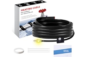 Tsolzdadi 12FT Heat Cable for Water Pipes, Prevent Freezing & Easy Installation, Water Pipe Heat Cable With Thermostat Self-Regulating, Pipe Heating Trace System 120 V