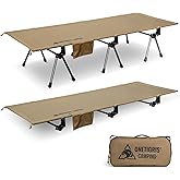 ONETIGRIS SUPRANUBIS Camping Cot, Height Adjustable with Cot Leg Extenders, Strong Support 330lbs, Lightweight Comfortable Folding Bed for Camping, Hiking, Travel, Truck, Beach, Office Nap