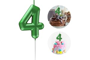 KANOO Green Number 4 Candle Happy Birthday 3D Number Candles for Birthday Cake Party Decoration Wedding Anniversary Celebration Supplies