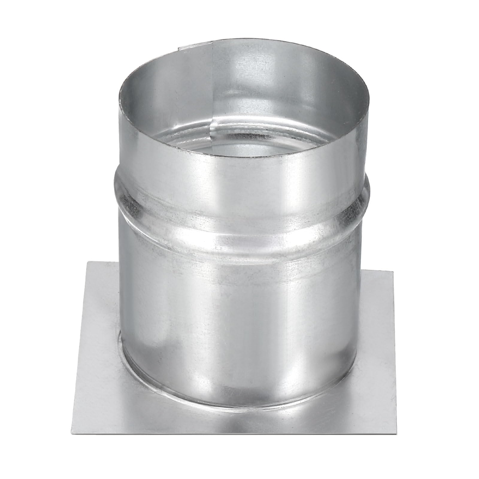 PATIKIL 3" Duct Connector Flange, Galvanized Air Ducting Mounting Plate Dryer Vent Chimney Top Plate Square to Round for Heating Cooling Ventilation HVAC Exhaust Fan Vent Systems, 4"x4"
