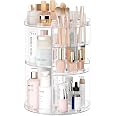 Rotating Makeup Organizer, DIY 8 Adjustable Layers Spinning Skincare Storage, Cosmetic Display Case with Brush Holder and Per