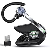 Ngsod Bluetooth Headset, Wireless Earpiece with Upgrade Noise Canceling Mic,500mAh Charging Case Support 72H Talking Time,Hand-Free Headphones with Mute Button for Computer Cell Phones Trucker Work