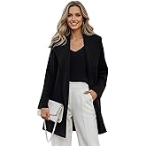 CHICWISH Women Wide Collar Open Front Knit Cardigan Coat Fall Winter Shawl Knit Sweater Coat Outwear with Pockets