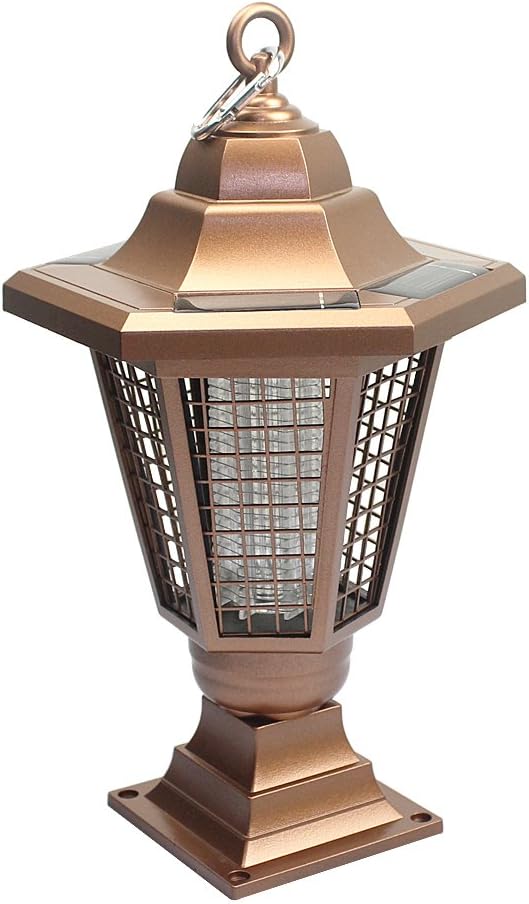 HeyMate Solar Bug Zapper Bright UV Light Electronic Insect Killer 2 Lighting Modes Applicable to Yard, Camping, Gardens, Etc.(Hexagonal)