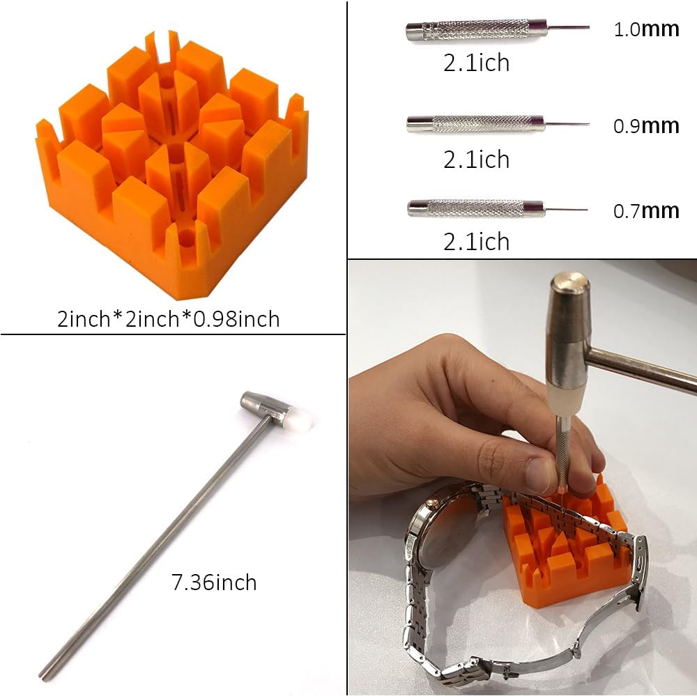 HAOBAIMEI 168 PCS Watch Repair Tool Kit, Case Opener Spring Bar Watch Band Link Tool Set With Carrying Bag, Replace Watch Battery Helper Multifunctional Tools With User Manual For Beginner: Home Improvement