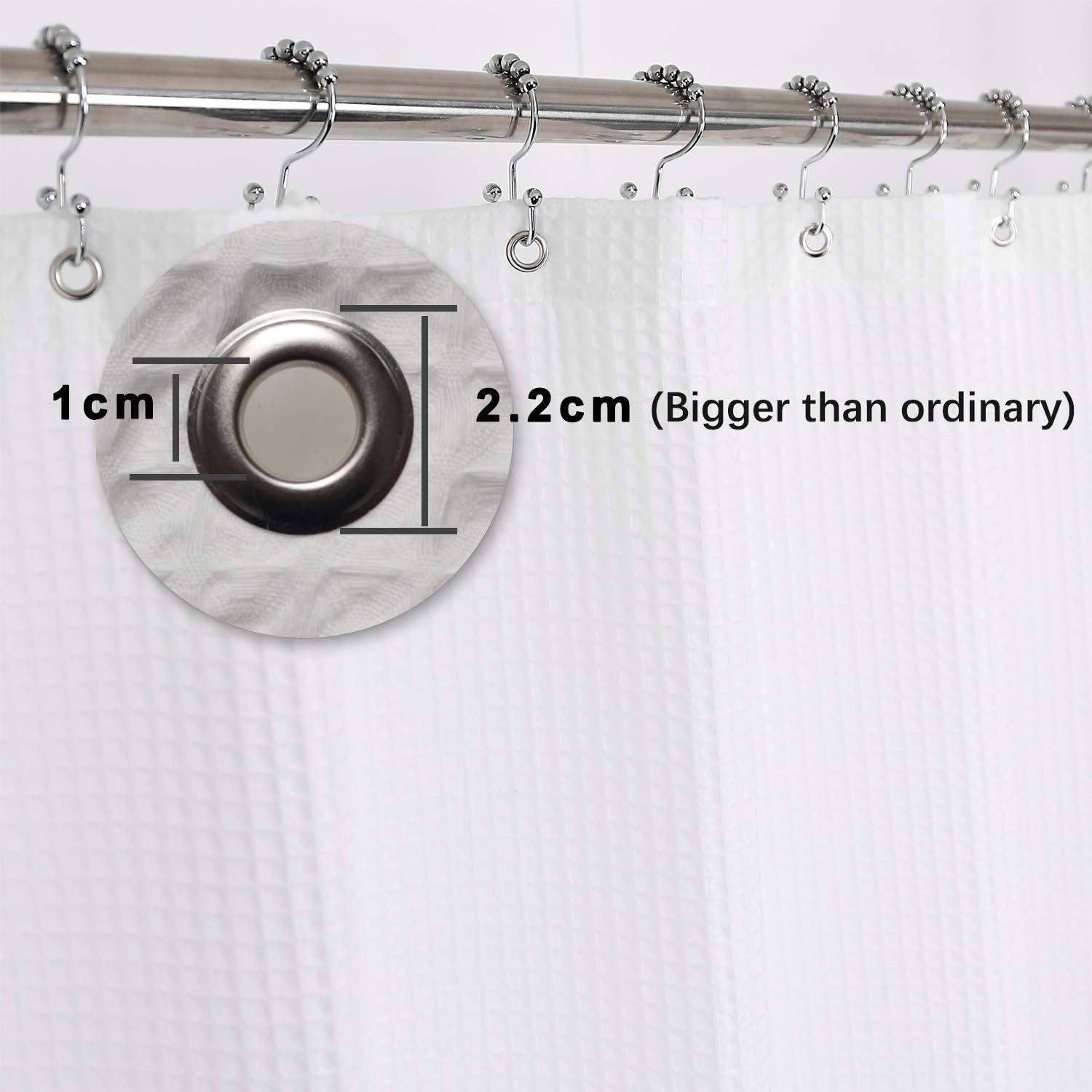 Barossa Design Cotton Blend Shower Curtain Honeycomb Waffle Weave, Hotel Collection, Spa, Washable, White, 72 x 72 inch: Home & Kitchen