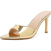 Susanny Women's Sandals Heels Mule High Heels Pointed Open Toe Sandals Sexy Slip on Heeled Summer Casual Wedding Prom Party Comfortable Dressy Shoes