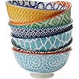 Certified International Chelsea 4.75" All-Purpose Porcelain Bowls – Set of 6 - Small Serving Bowls for Snacks, Dips, Nuts, Condiments & More - Vibrant Mix & Match Patterns