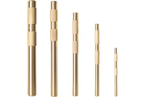 AUIKTARER 5-Piece Premium Brass Punch Set - Heavy-Duty Non-Marring Repair Tool Kit (1/4", 3/8", 1/2", 5/8", and 3/4") Replacement for 67003-MAI 045256670034 | Automotive, Industrial & DIY Use