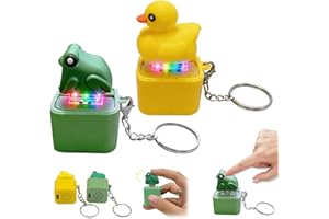 2Pcs Frog Croaking Fidget Toy, Quacking Duck Fidget Toys with Lights and Sounds, Funny Clicker Ducks Frog Toys for Stress Anx
