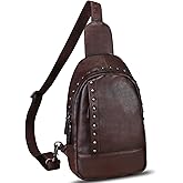 IVTG Genuine Leather Sling Bag for Women Sling Backpack Chest Shoulder Hiking Daypack Vintage Handmade Casual Crossbody Purse