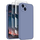 FireNova Designed for iPhone 15 Case, Silicone Upgraded [Camera Protection] Phone Case with [2 Screen Protectors], Soft Anti-Scratch Microfiber Lining Inside, 6.1 inch, Lavender Gray