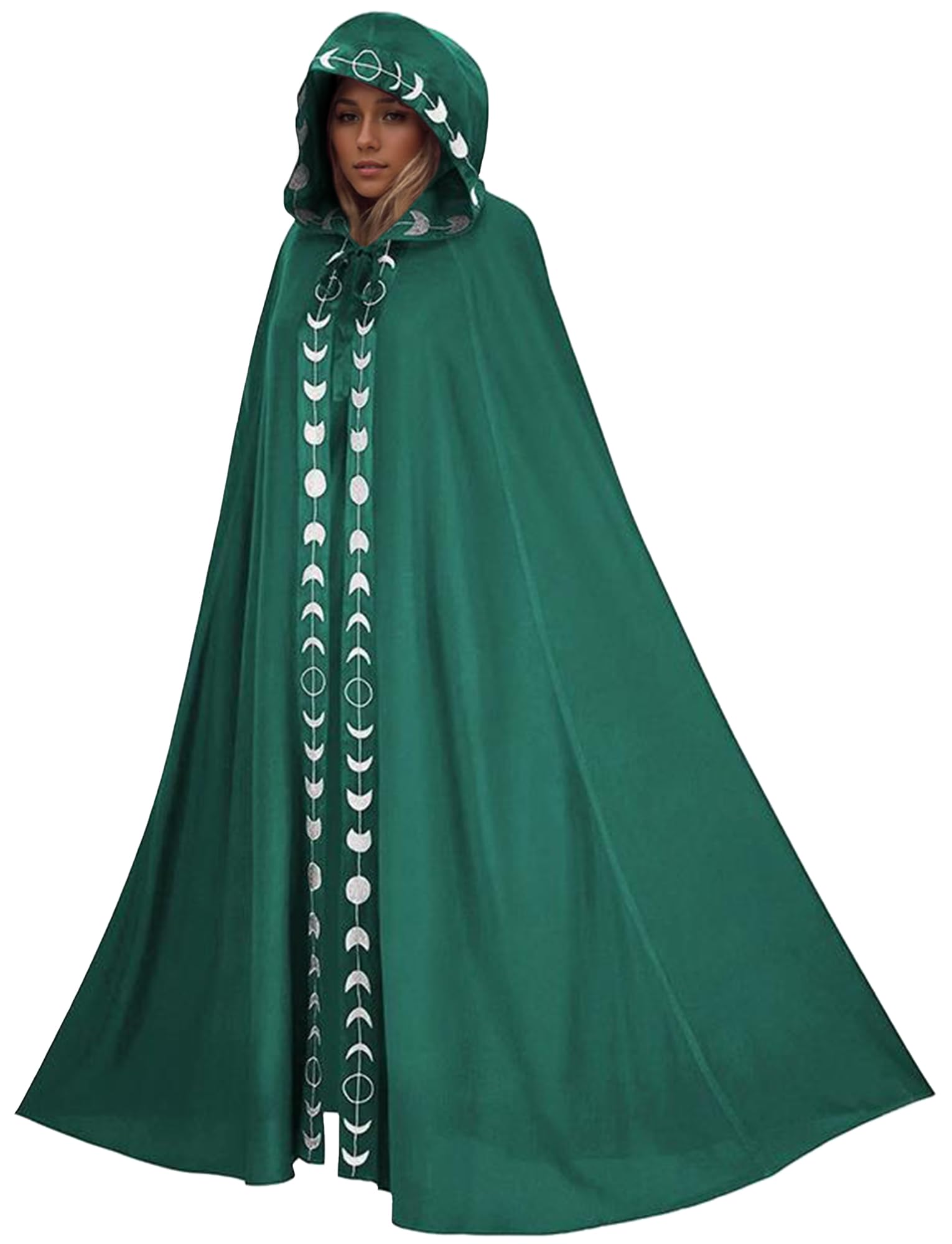 Ausing Adult Jedi Halloween Cloak for Women Party Hooded Costumes Men Victorian Witch Robe Adults Cos Vampire Costume Wizard Cape With Hood Accessories Capes Outfit Dresses Green Xs โ image 1