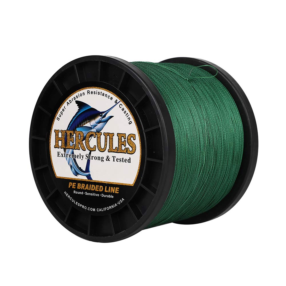 Hercules Super Cast 1000M 1094 Yards Braided Fishing Line 200 LB Test for Saltwater Freshwater PE Braid Fish Lines Superline 8 Strands - Green, 200LB (90.7KG), 0.75MM — image 1