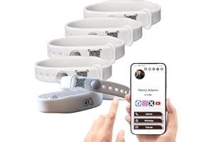 QRLYNK Tap Wristband - NFC Tags Digital Business Card - Tap NFC & Scan QR Code Bracelet - No Fee, No Subscription - Works on iPhone, Android(White) (White, Pack 6)