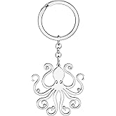 HUAGEO Stainless Steel Rhinestone Jellyfish Keychain Ocean Animals Purse Charms Gifts For Women Backpack Car Key Ring Jewelry