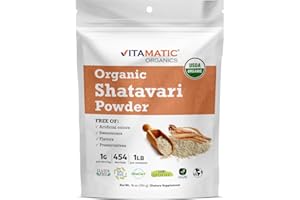 Vitamatic Certified USDA Organic Shatavari Powder – 1 lb (16 oz) Traditional Ayurvedic Herb for Women’s Health, Hormonal Balance & Vitality