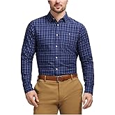 IZOD Men's Modern Fit Luxe Touch Twill Long Sleeve Button Down Shirt (US, Alpha, X-Large, Regular, Regular, Dark Blue)
