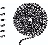 IFNOW Ceiling Fan Pull Chain Metal Fan pull chain extension, ceiling fan chain connector,Diameter 3.2mm 6.5 Feet Long with 6 PCS Connector (Pure Black)