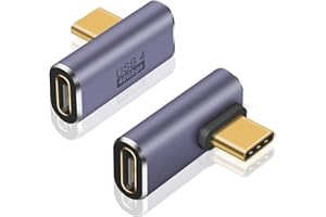 Poyiccot Right Angle USB C Adapter for USB 4 Cable, 40Gbps USB 4 Cable Adapter, 2Pack Type-C Extender Adapter Support 8K Vide