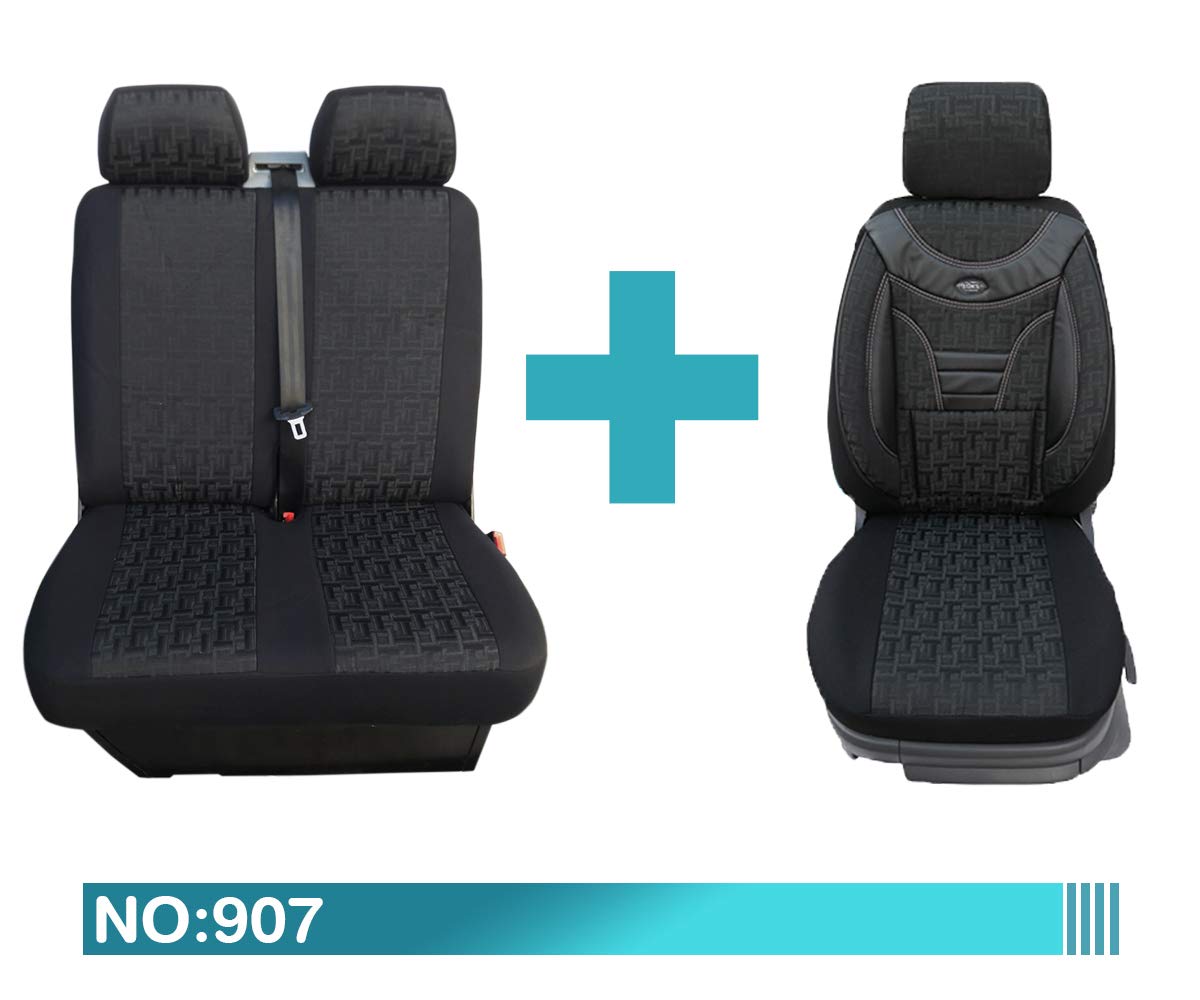Sitzbezüge Für Mercedes Sprinter W907 - Frontsitze Schwarz Polyester