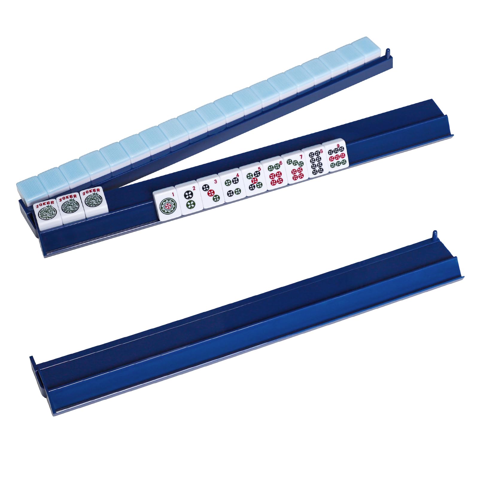 Photo 1 of 4PCS Mahjong Racks with Pushers(Dark Blue) for 166 American Mahjong Tiles, Mahjong All-in-one Tile Rack with Pusher Combo