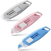 3-Pack Mini Ceramic Box Cutter, Retractable Utility Knife with Safety Lock &amp; Keychain Hole, Magnetic Package Opener with Ceramic Blades for Home Office Shipping Packages (Multi)