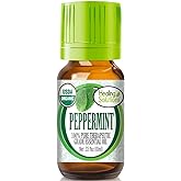 Healing Solutions Organic Peppermint Essential Oil 0.33 oz (10ml), Pure, Undiluted, Therapeutic Peppermint Oil for Hair and S