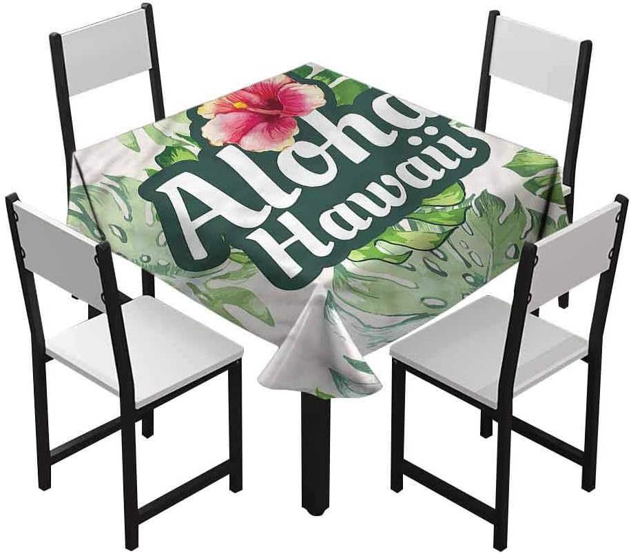 Aishare Store Fabric Tablecloths 54" x 54", Hawaiian,Monstera Leaves