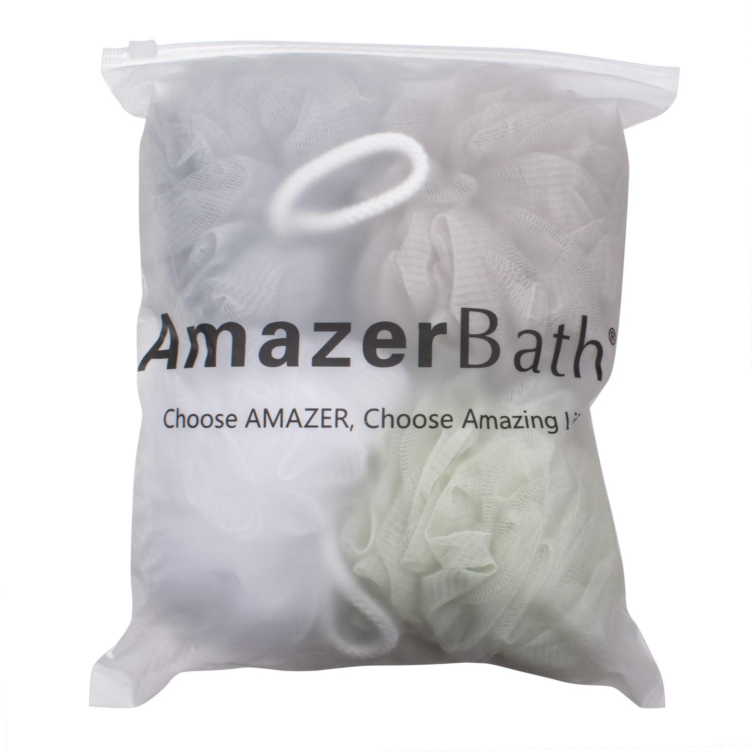 AmazerBath Shower Bath Sponge 75g Shower Loofahs Balls for Body Wash Men Women Bathroom-4 Pack (Neutral Colors): Beauty