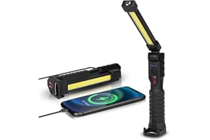 CANKROO Rechargeable Work Light 1800mah Magnetic Flashlight Foldable, Portable LED Work Light Grill Light 800 Lumens, 7 Lighting Modes Mechanic Light Hand held Guy Gift for Men Mechanics Car Repairing Garage