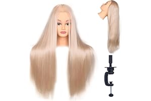 NEWSHAIR Female Mannequin Head 26 Inch Long Hair Training Head Hair Styling Manikin Cosmetology Doll Head Synthetic Fiber Hair Dressing Salon Training Head Model with Free Clamp (Color 613)