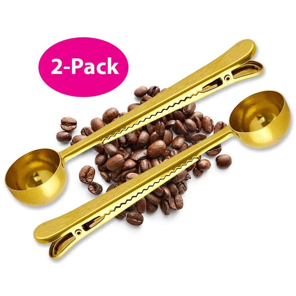 Buy Coffee Scoop Clip 2 Pack Gold Coffee Spoon Clip Tea Scoop