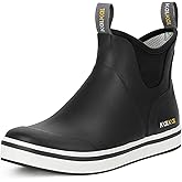 Kalkal Men's Deck Boots Anti-Slip Saltwater Fishing Rain Boots with Memory Foam, Waterproof Rubber Ankle Work Boots for Sailing (Size 7-14)