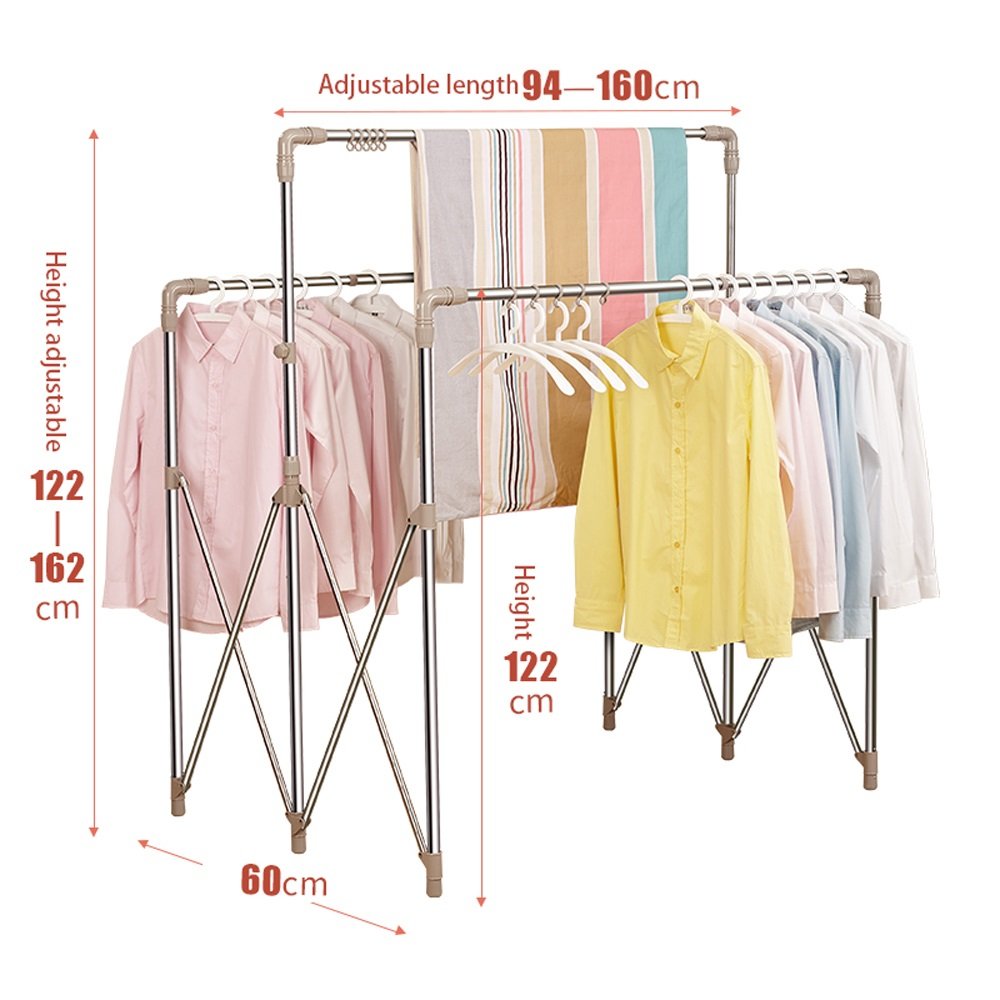 Laundry Storage & Organization Adjustable Height Clothes Hanging Rail