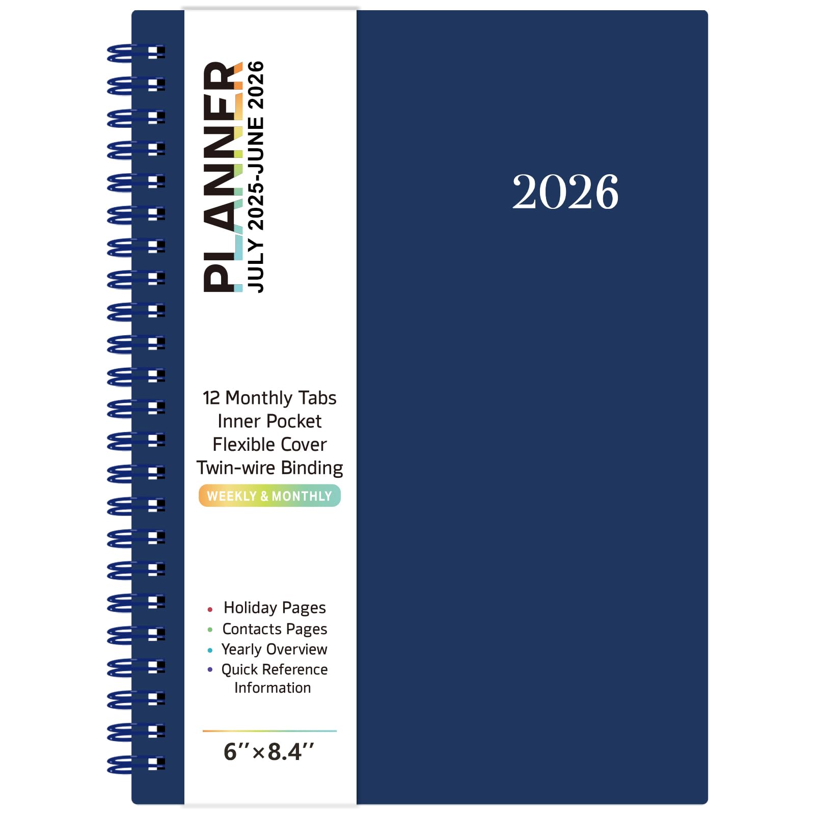 Photo 1 of 2026 Planner - planner 2026, January 2026 - December 2026, 6" x 8.4", 2026 Planner Weekly and Monthly Flexible Cover, A5 Thick Paper, Twin-Wire Binding, Blue