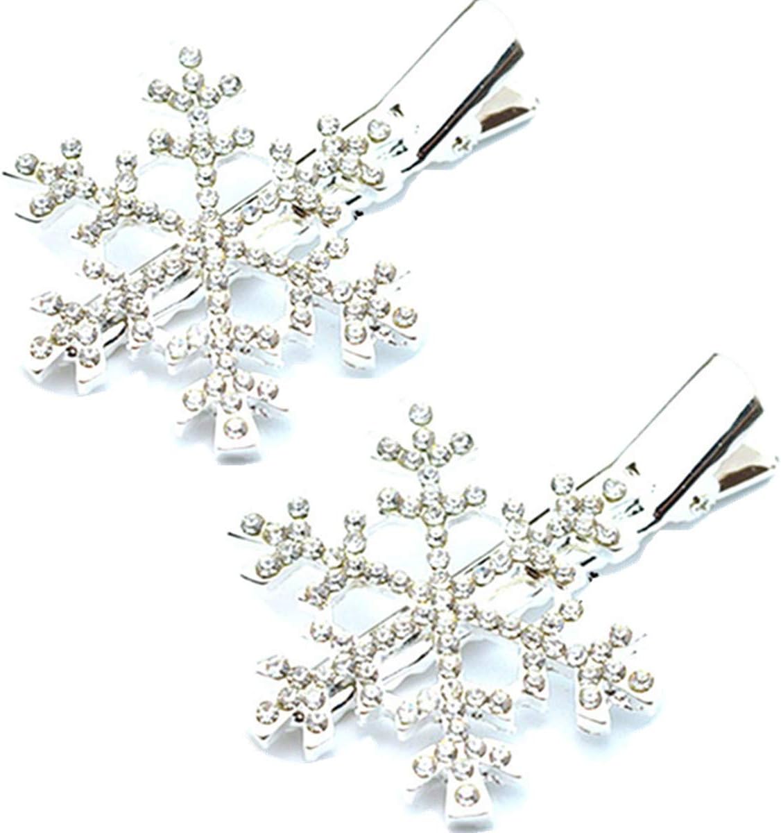 cuhair2pcs Snowflake Toddler Kids Girl Hair Clip Snowflake Barrette Hair Accessories, Bangs Snowflake hair clip (white)
