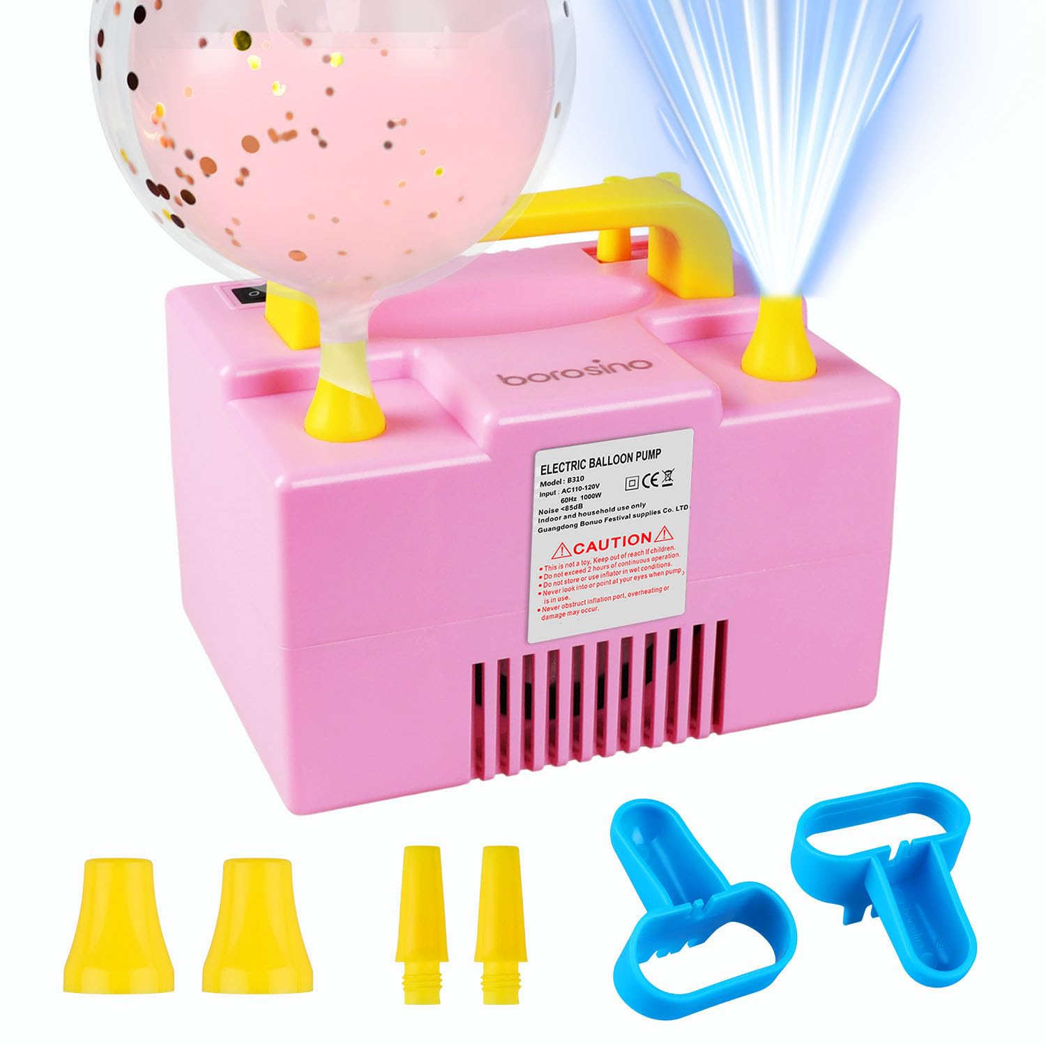 Photo 1 of Borosino Balloon Pump Electric 1000W 110V, Fresh Cooler Air Blow Powerful Electric Balloon Inflator Suitable for Rapid Inflation of All Double-Layer, Long Time Last Without Worrying About Heat(Pink)