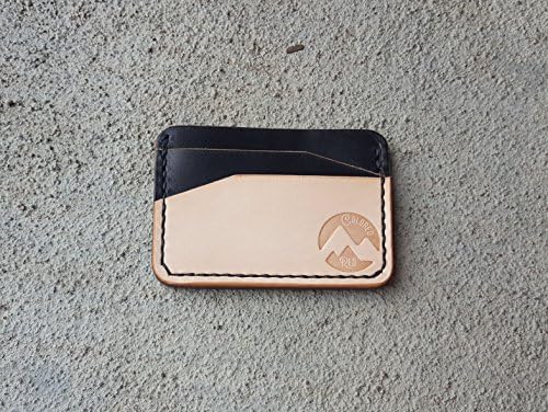 Minimalist Leather Wallet - Horween Chromexcel - Veg Tan Leather Wallet - Front Pocket Wallet - Handmade - Made To Order - Colorado - Natural - Black - The DIllon