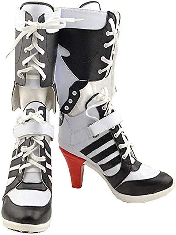 Chong Sheng Womens Cosplay Halloween White PU Pleather Shoes High Heel Boots 3.6 incehs