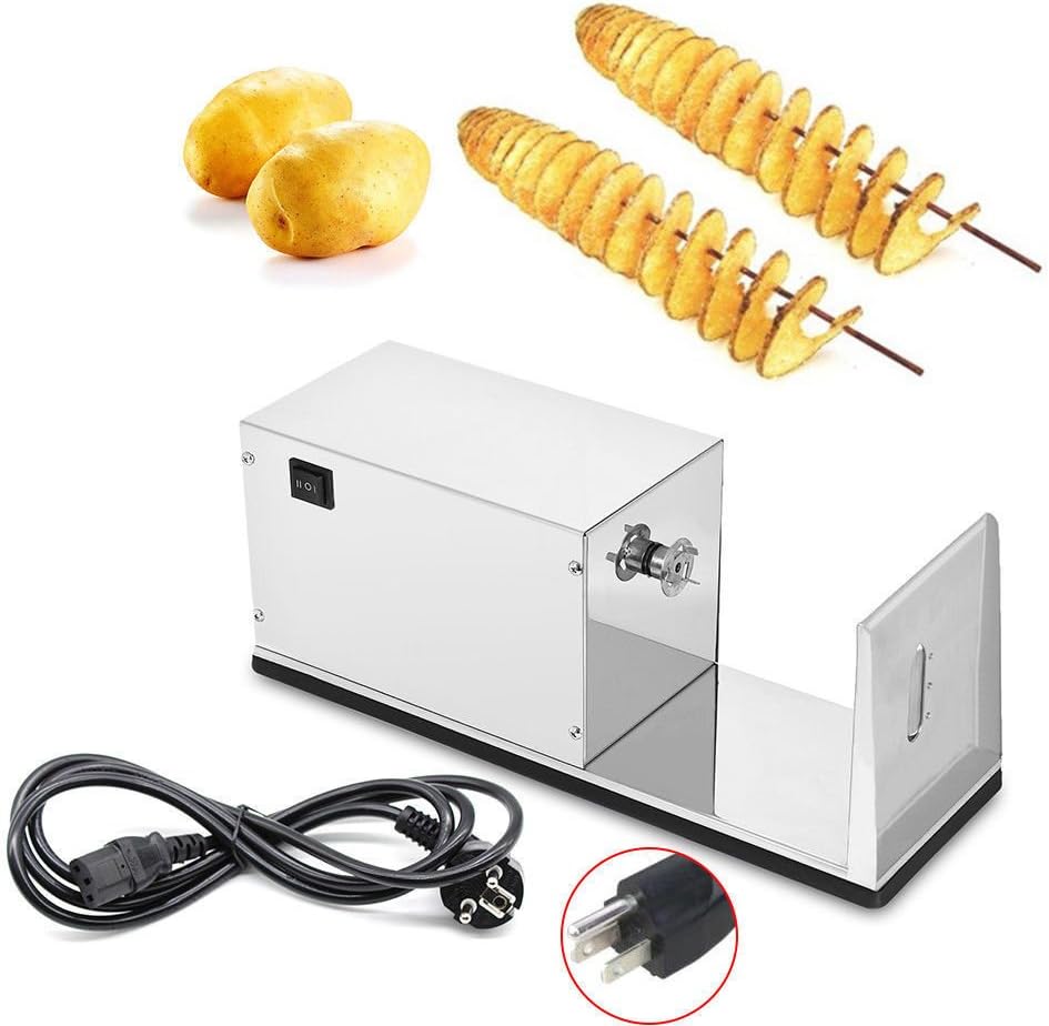Electric Spiral Potato Slicer Twisted French Fry Vegetable Cutter Stainless 20W Automatic Cutter Spiral Machine