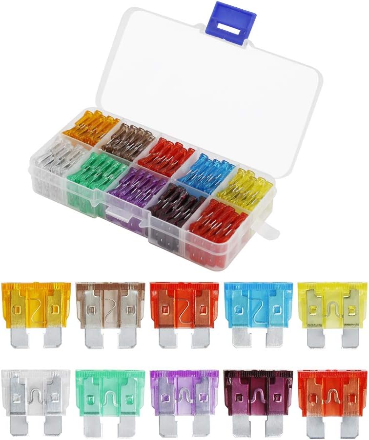 AHL 100pcs Auto Motorcycle Car Boat Truck Blade Fuse Box Assortment 5A 7.5A 10A 15A 20A 25A 30A 35A 40A 50A: Automotive