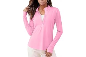 Sun Protection Shirts Women UPF 50+ Quarter Zip Long Sleeve Sun Shirt with Thumb Hole Quick Dry Hiking Athletic Tops