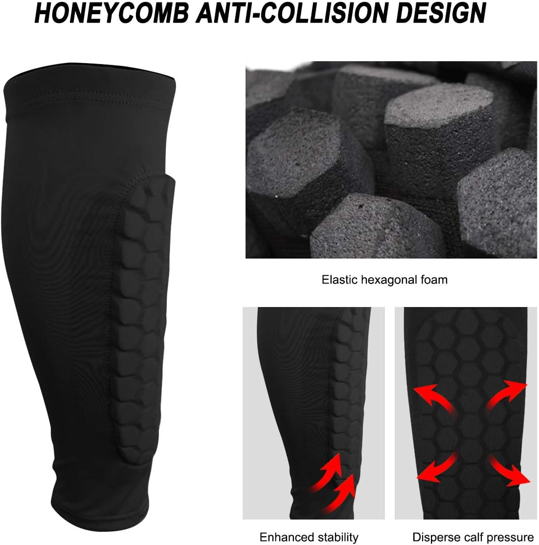 DORYUM 1 Pair Soccer Shin Guards Shin Pads for Kids Youth Adult, Football Shin Guard Socks Sleeves with Foam, Calf Compression Sleeve Honeycomb Pads, Child Calf Protective Gear Soccer Equipment (L) : Sports & Outdoors
