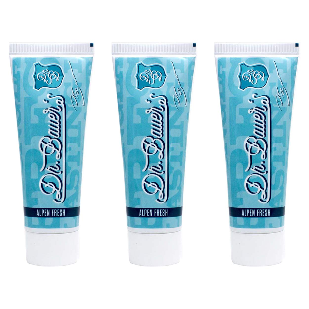 Dr. Bauer Alpen Fresh Strong Mint Toothpaste 75ml - with Refreshing Mint Kick, bee Propolis, Essential Oils - 3er Advantage Pack (3X 75ml)