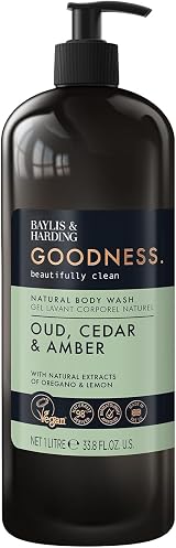 Baylis & Harding Oud Cedar Amber Body Wash 1 Litre Pack of 6 Vegan Friendly view 2