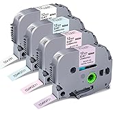 Compatible with Brother Label Maker Tape 12mm 0.47 Laminated Tape TZe-231 TZe-MQP31 MQE31 MQ531 (White and Pastel Purple/Pink/Blue) Compatible for P-Touch PT-D210 PT-H110 PT-D400 PT-D220,4Pack