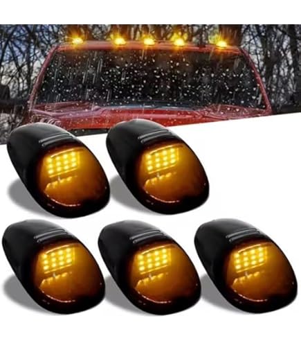 thumbnail image 2 of 5Pcs No Drill Car Cab Lights, Solar Powered Waterproof Wireless Rooftop Cab Clearance Light For Truck Cab Led Lights Vibration Sensor Roof Lights For Universal Car (white 2 of 13