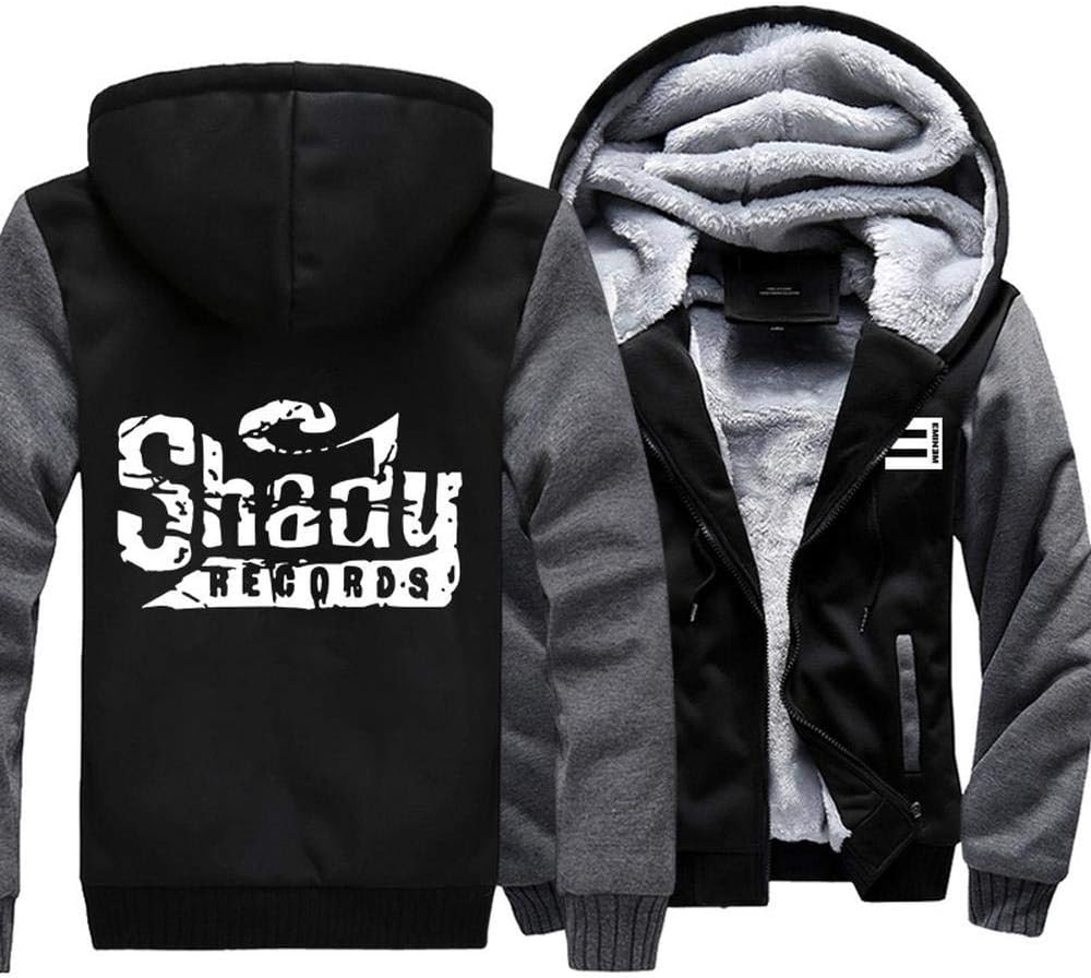 INSGOS Hoodies Eminem Printed Plus Velvet Hooded Sweater Zip Cardigan Coat Warm Tops Sweatshirts Wearing Comfortable / 1 / Medium